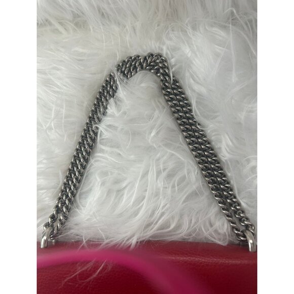 Gucci Red Leather Dionysus Shoulder Bag With Chain Strap & Embellished Tiger Hea - Picture 3 of 16